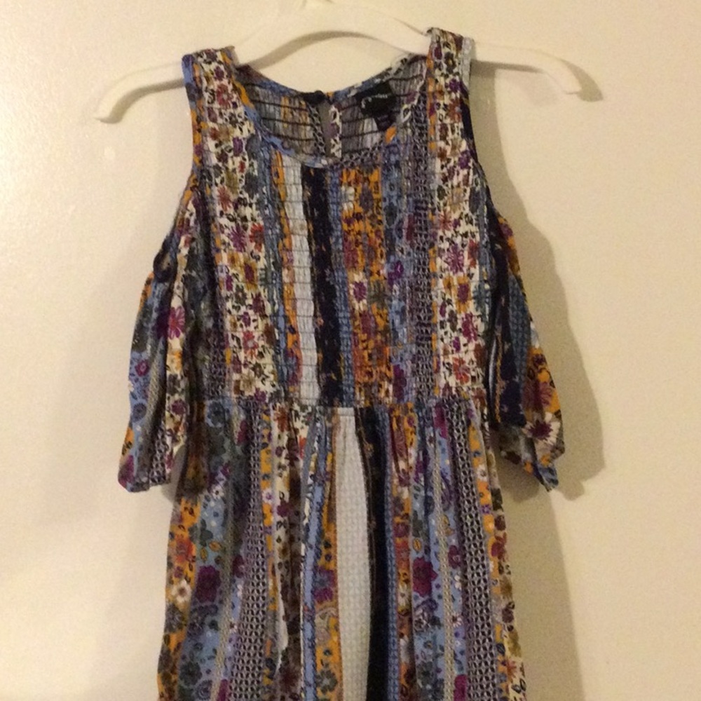 Art Class Cold Shoulder Multi-Colored Dress